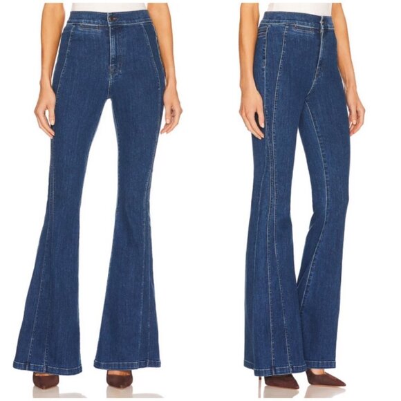 💕VERONICA BEARD Sheridan Exaggerated Flare High Rise Jeans Washed Oxford 26 NWT - Picture 2 of 16